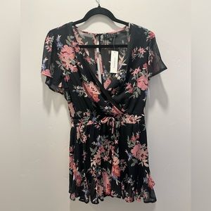 FRANCESSCAS FLORAL BLACK ROMPER